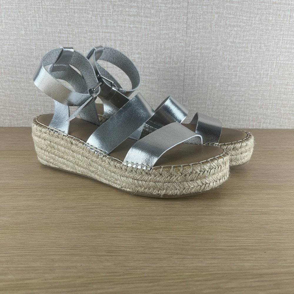 Silver Espadrille Platform Sandals Coastal Minimal Summer Chic | The Drop